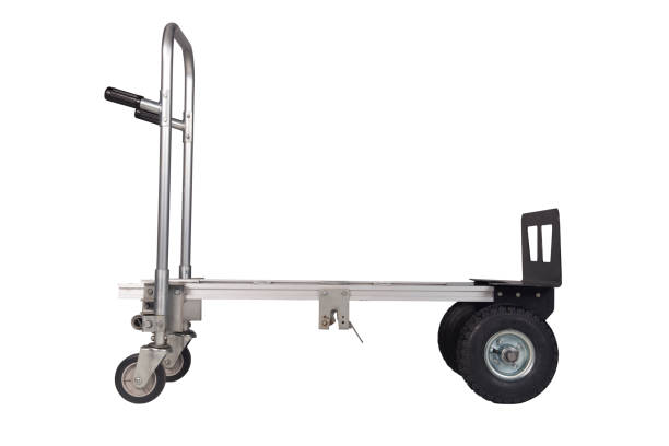 Metal hand truck on a white background