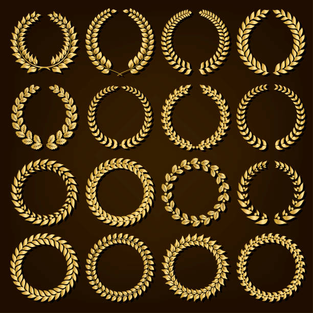 istock Set of golden laurel wreaths. 1170584072