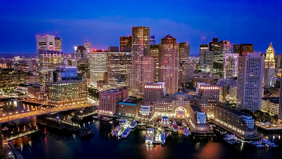 Boston peaceful skyline at night