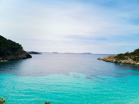 cliffs, rocks, clear water and pine trees all combine in the mediterranean and the Balearic Island of Mallorca.