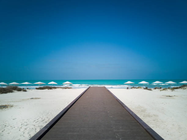 camino al agua sobre la playa y la arena blanca - sky landscape horizon over water sunlight fotografías e imágenes de stock