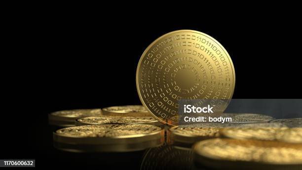 Gold Coins Isolated On White Background Cryptocurrency Concept Stock Photo - Download Image Now