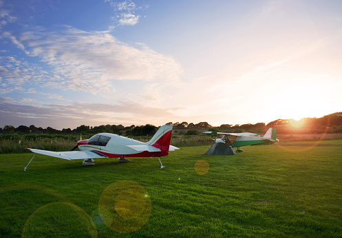 Pilots attending a meet up at Sandown Airport on the Isle of Wight, camping next to their aircraft.