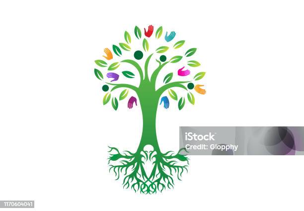 Tree People Design Tree People Figures Vector Symbol Design Web Image Template Stock ...