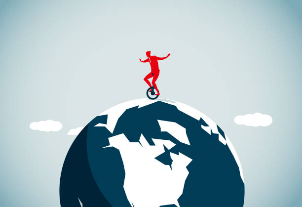 ilustrações de stock, clip art, desenhos animados e ícones de travel - unicycling unicycle cartoon balance