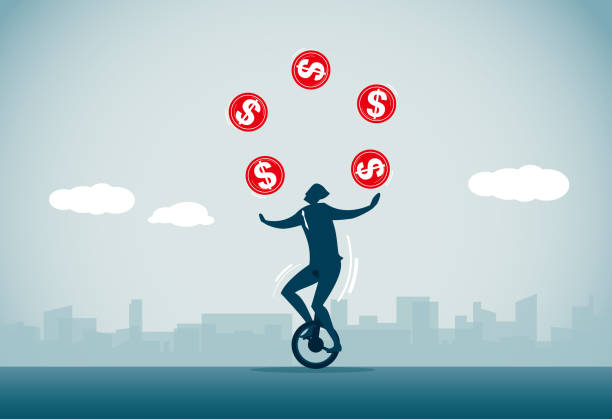 효율성 - unicycle business riding balance stock illustrations