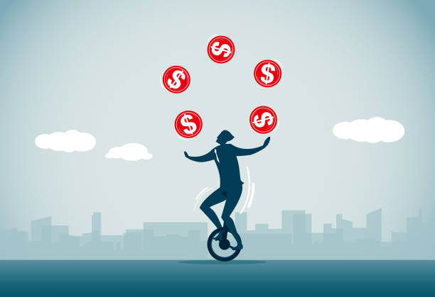 ilustrações de stock, clip art, desenhos animados e ícones de efficiency - unicycling unicycle cartoon balance