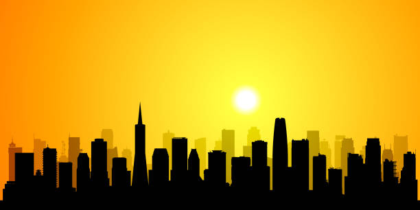 illustrazioni stock, clip art, cartoni animati e icone di tendenza di san fransisco (tutti gli edifici sono completi e spostabili) - san francisco county skyline silhouette sky