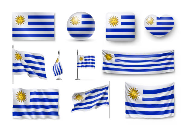 ウルグアイの様々な旗 - uruguayan flag点のイラスト素材／クリップアート素材／マンガ素材／アイコン素材