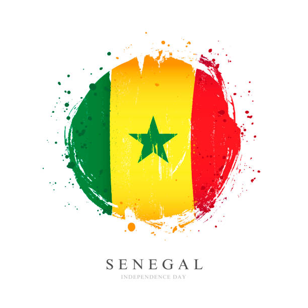 senegal-flagge in form eines großen kreises. vektor-illustration - senegal flag dirty africa stock-grafiken, -clipart, -cartoons und -symbole