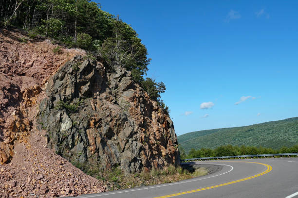istock Mountain Highway curving around rock wall, Cabot Trail, Nova Scotia 1170616929
