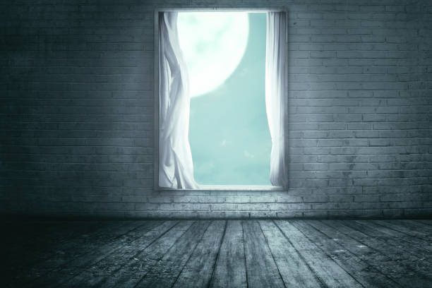 istock Windows with the curtain in an abandoned house 1170624829