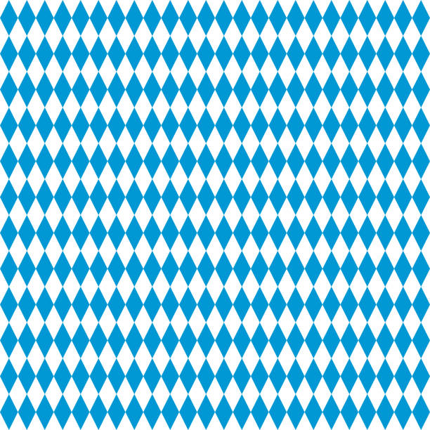 옥토버 페스트 다이아몬드 체크 무늬 벡터 원활한 패턴. 바이에른 국기. 파란색 흰색 간단한 전통적인 배경입니다. 반복적인 직물. 패브릭 스와이트. 포장지. 연속 인쇄. 10월 축제 - oktoberfest stock illustrations