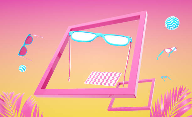 istock Pink and Orange background gradient with pink Square Frame Sun glasses 1170628103
