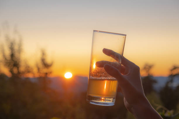 istock Holding A Beer Glass Up To The Sunset - Glass Half Full 1170629101
