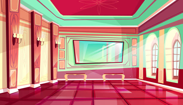 istock Ballroom of royal palace hall vector illustration 1170629899
