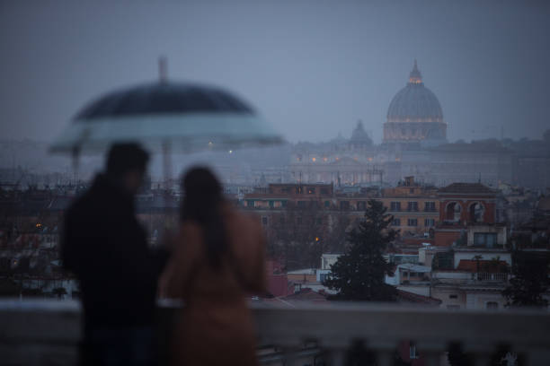 istock Melancholic Rome at sunset: rain in off peak season 1170632253