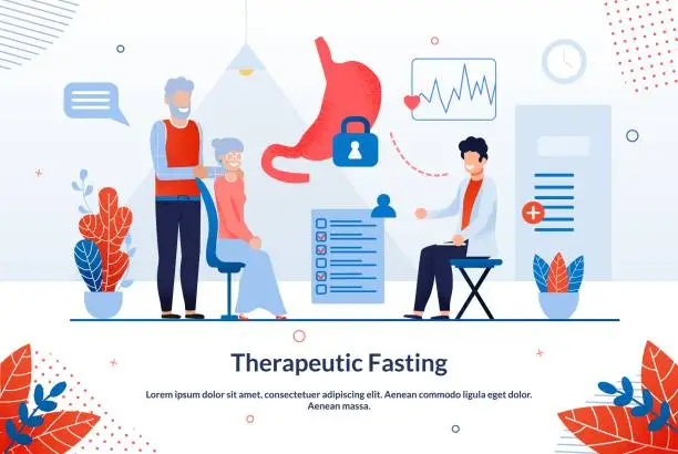 Vector illustration of Informative Poster is Written Therapeutic Fasting.