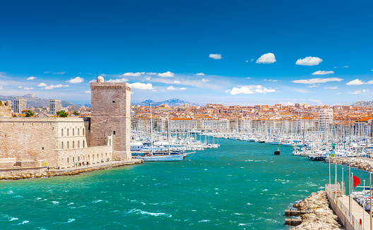 Saint Jean Fort and Cathedral de la Major and the Vieux port in Marseille