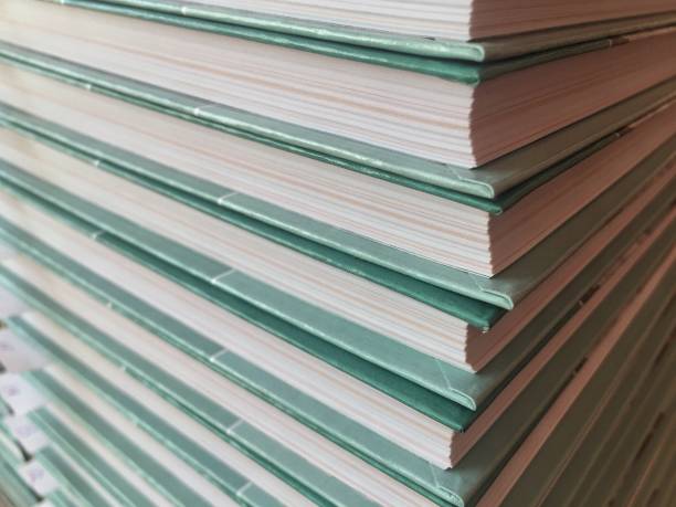 istock Smooth stacks of textbooks on the table close-up 1170637881