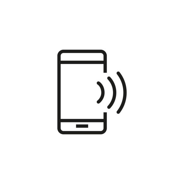 smartfon z ikoną linii wi-fi - bluetooth stock illustrations