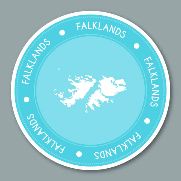 ilustraciones, imágenes clip art, dibujos animados e iconos de stock de islas malvinas (malvinas) etiqueta diseño de pegatina plana. - falkland island