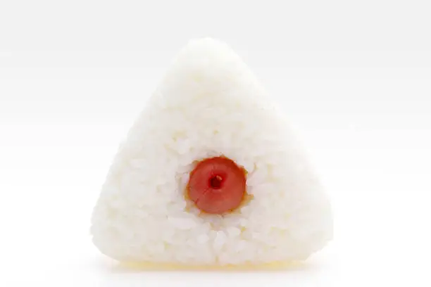 Onigiri, Japanese food, Japanese rice ball, rice triangle with nori and umeboshi