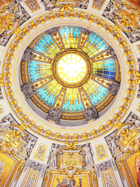Berlin, Germany - June 2018:  Inside The Historical Berliner Dom. Ceiling decoration.