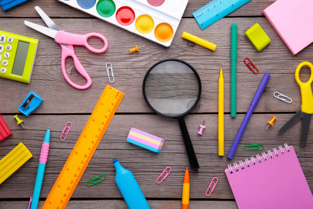 istock Back to school concept on grey wooden background, top view 1170643178
