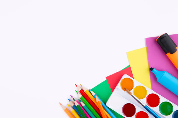 istock Colorful school supplies isolated on white background 1170643283