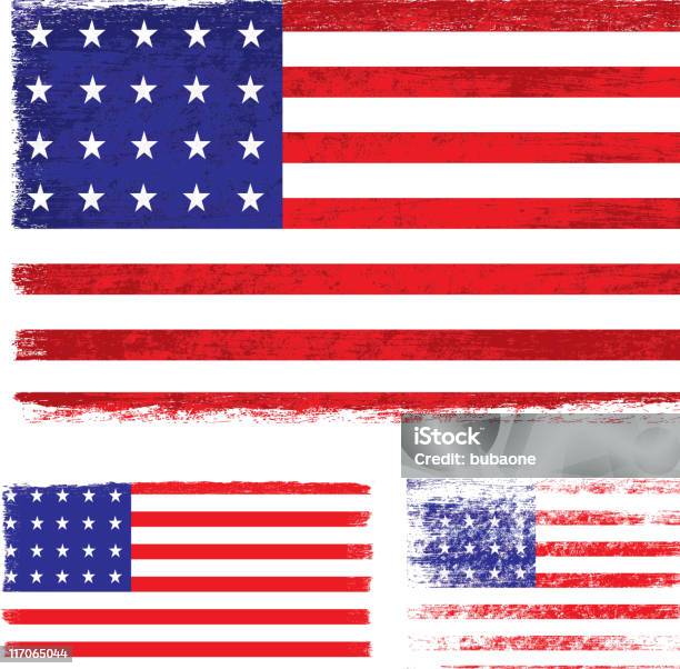 Ilustración de Bandera De Grunge De Estados Unidos y más Vectores Libres de Derechos de Bandera estadounidense - Bandera estadounidense, Angustiado, Deteriorado - Efectos fotográficos