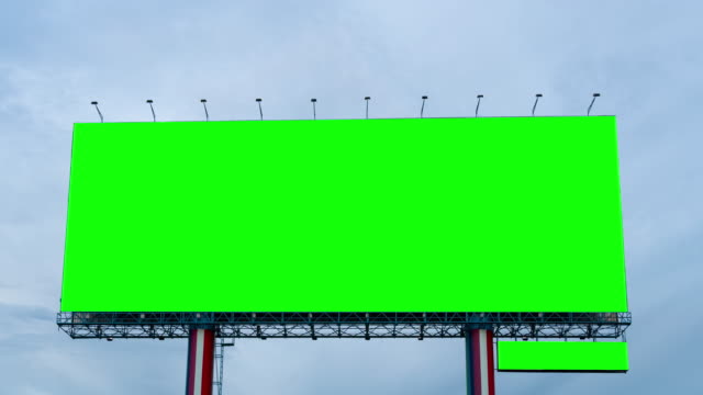 Time Lapse : Green Screen of Billboard on blue sky