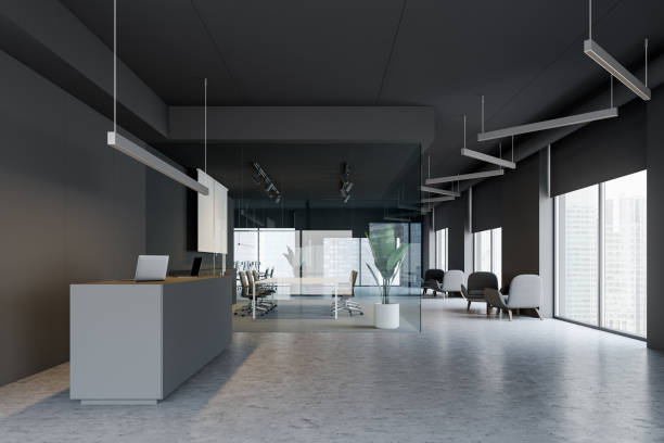 istock Gray office reception hall and meeting room 1170651263