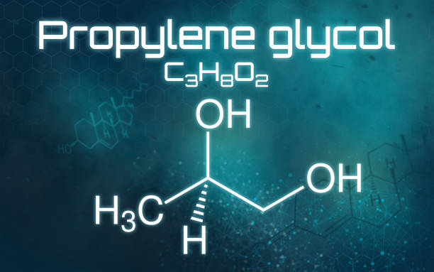 chemical formula of propylene glycol on a futuristic background - propylene imagens e fotografias de stock