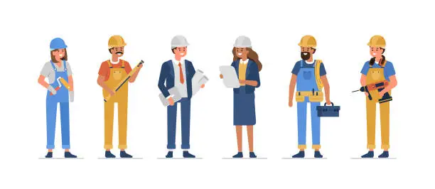 Vector illustration of construction workers