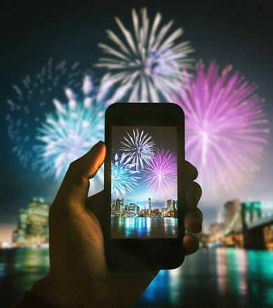 holding the phone during the fireworks