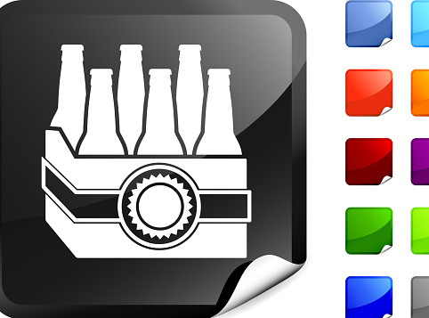 beer six pack icon on sticker