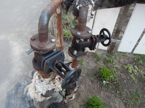 istock Shutoff valves on the pipeline. Valve and gate valves. 1170662052