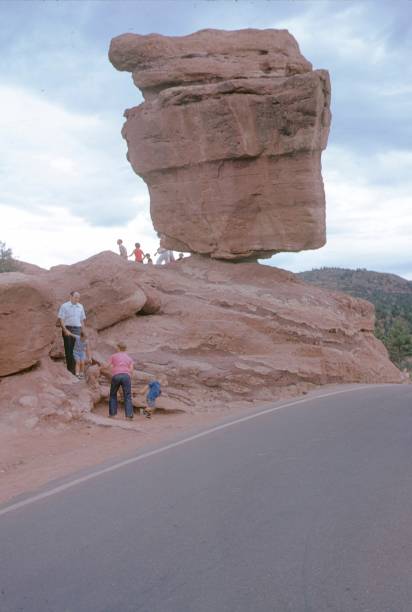 Rocky Mountains, Colorado, USA, 1974. Wobble stone in the Rocky Mountains. Furthermore: tourists.