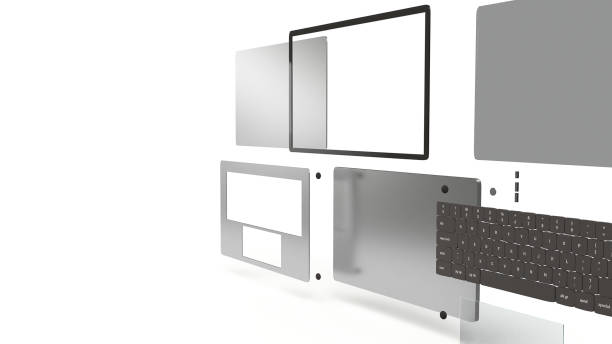 istock laptop parts on white background  3d rendering. 1170665837