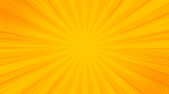 Vintage pop art yellow and orange background. Banner wallpaper vector illustration.