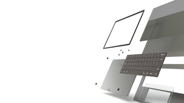 istock laptop parts on white background  3d rendering. 1170665857