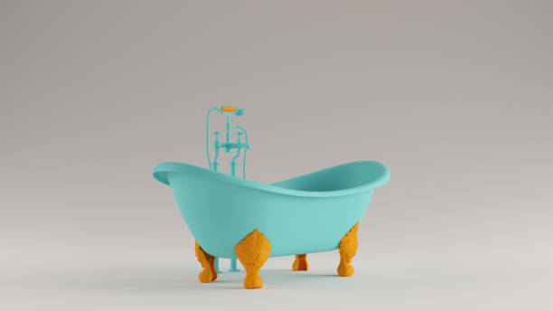 istock Classic Gulf Blue Turquoise and Orange Ornate Iron Bath 1170667748