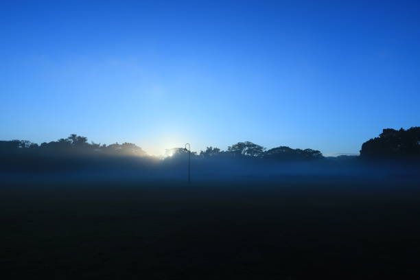 a square in costa rica with fog