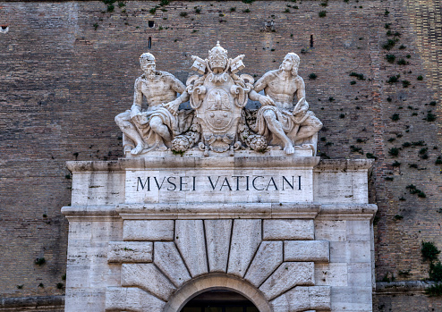 Vatican City, Rome, Italy - April 6, 2019: Exterior view of the Vatican Museum in Vatican City, the heart of Catholic Christianity.
