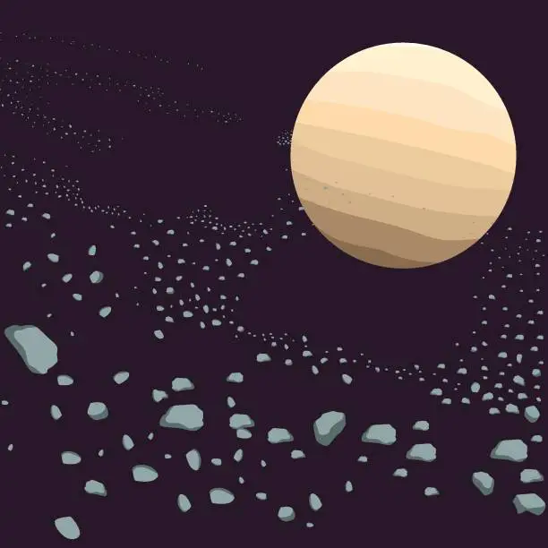 Vector illustration of Venus and Asteroids