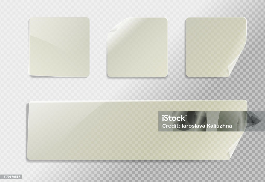 Transparent Sticker Square Vector Blank Transparent Plastic Square Adhesive Sticker Mock Up With ...