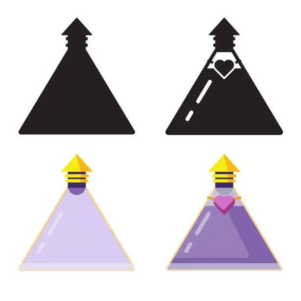 Vector illustration of Toilet Water in Perfume Bottle Flat Icons