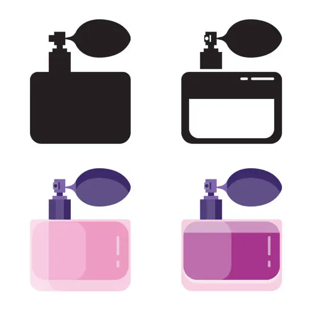 Vector illustration of Toilet Water in Perfume Bottle Flat Icons