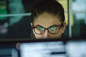 Data woman monitors